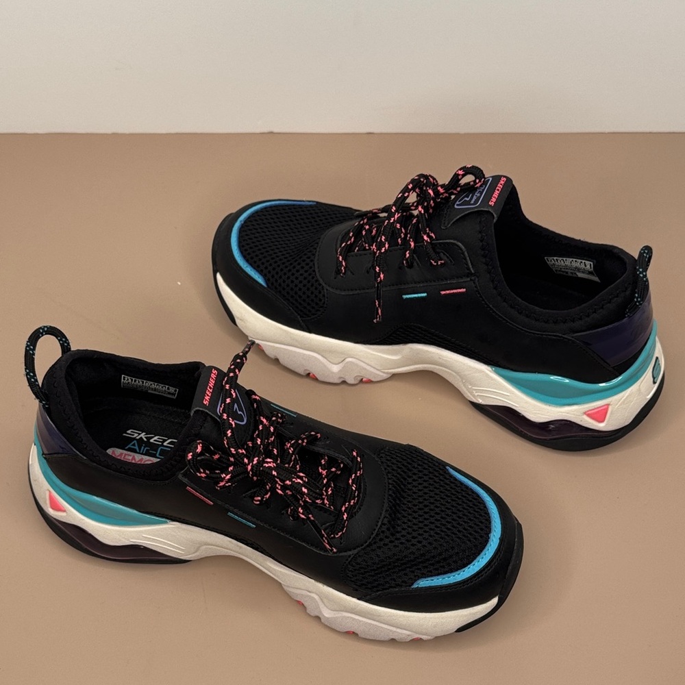 Skechers Black Sneakers with Blue and Pink Highlights